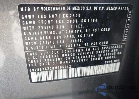 2024 Volkswagen Tiguan 2.0T Se R-Line Black from USA, damaged, VIN 3VV8B7AX2RM195242